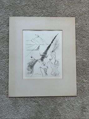 Salvador Dalí vintage artwork The Lady and the Unicorn etching artwork modern
